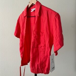 Athleta Linen Tie Top